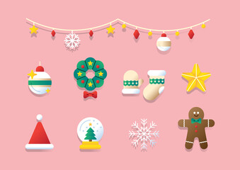 Christmas Icon Illustration Gradient Set 