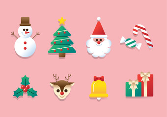 Christmas Icon Illustration Gradient Set 