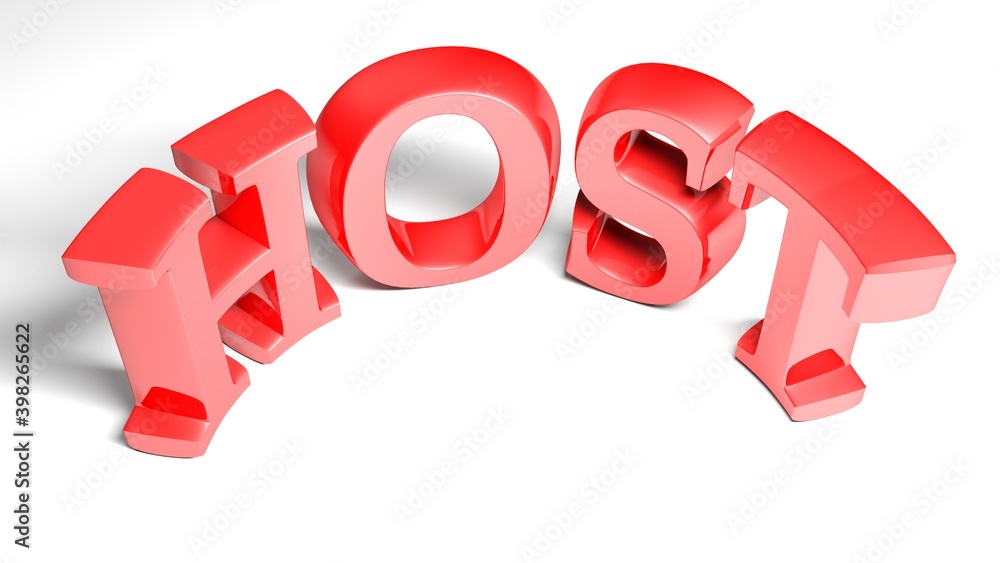 Aufkleber host red write isolated on white background - 3d rendering illustration