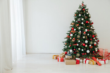 Christmas tree with gifts decor garland New Year card