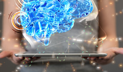 science AI smart brain artificial system network digital