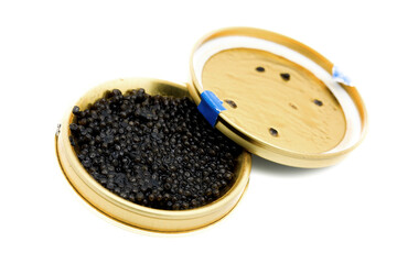 caviar jar in front of white background
