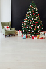 Christmas tree with gifts decor garland New Year card