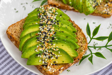 Avocado Bread Sandwich with Black and White sesame seeds Garnish