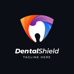 Dental tooth shield vector logo template