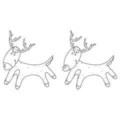 Deer. Vector illustration of a Christmas deer. Hand drawn deer.