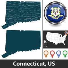 Map of Connecticut, US
