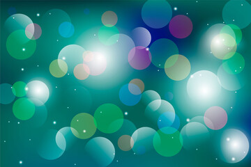 Obraz na płótnie Canvas Abstract multicolored bokeh on turquoise background. Vector illustration.
