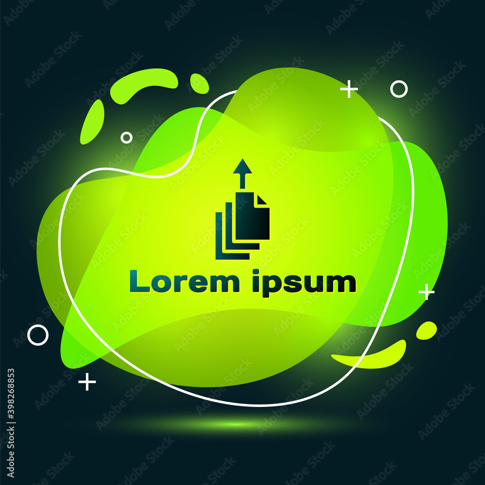 Poster black data export icon isolated on black background. abstract banner with liquid shapes. vector.