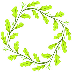 Foliate frame with oak leaves for greeting cards, invitations, posters, banners.