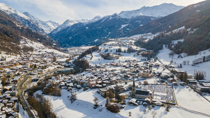 Snow-capped village of the Ch&acirc;ble, Switzerland. 