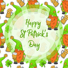 Fototapeta premium Happy St Patrick's Day Invitation Card with leprechaunts