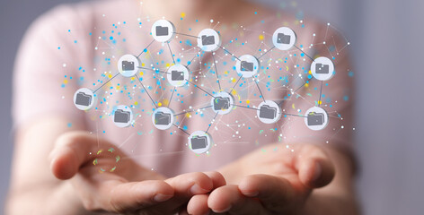 Cloud computing concept.Abstract cloud connection technology background.