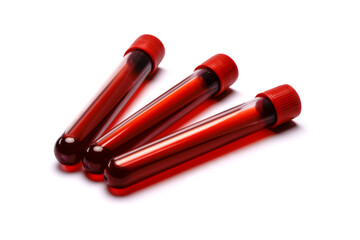 Test tube with red plug isolated on white background