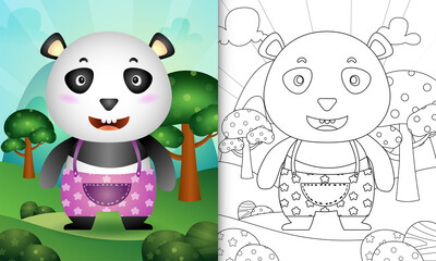 coloring book for kids with a cute panda character illustration