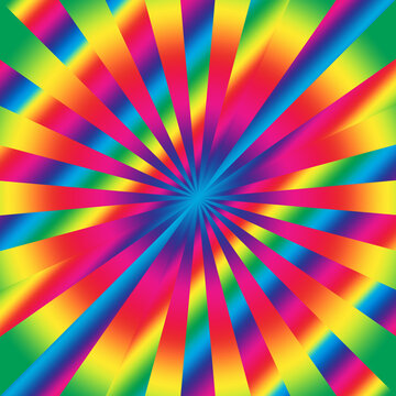 An abstract multicolored psychedelic burst shape background image.