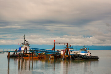 Boats docked in pier in Anchorage Alaska