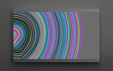 Abstract circular background with many thin lines. Many random circle with noise effect. Cover design template. Vector illustration for advertising, marketing or presentation.