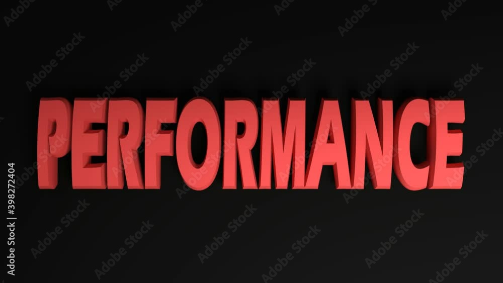 Poster the red write performance passing as a banner on black background - 3d rendering video clip animatio