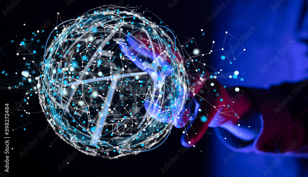 Poster telecommunication concept with abstract network structure