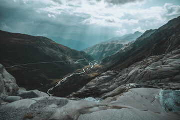 Landschaft entlang des Furka Passes