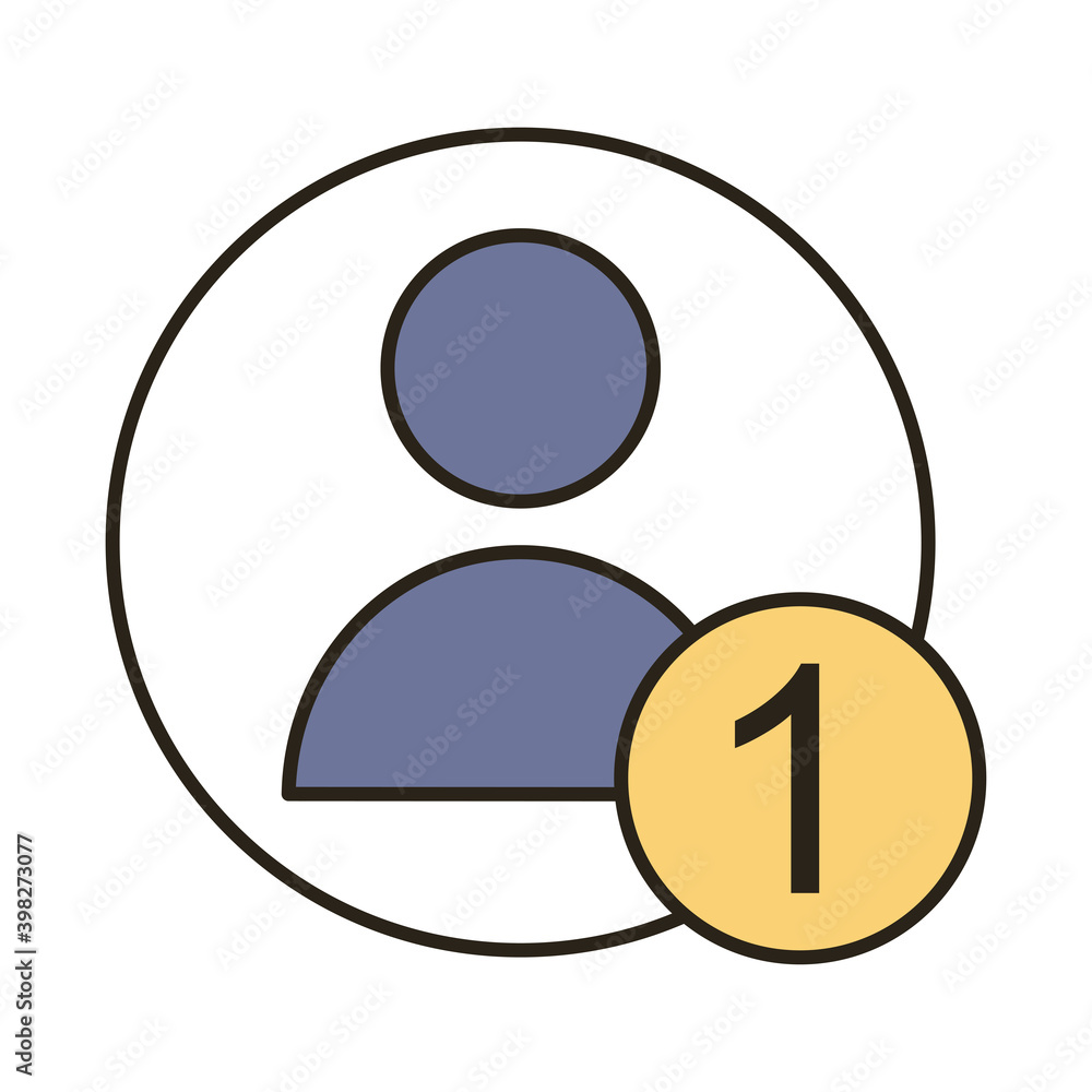 Poster profile avatar with number one line and fill style icon