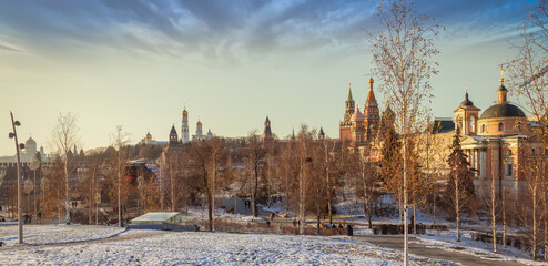 Fototapeta premium View of the Moscow Kremlin from Zaryadye Park, Moscow, Russia