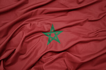 waving colorful national flag of morocco.