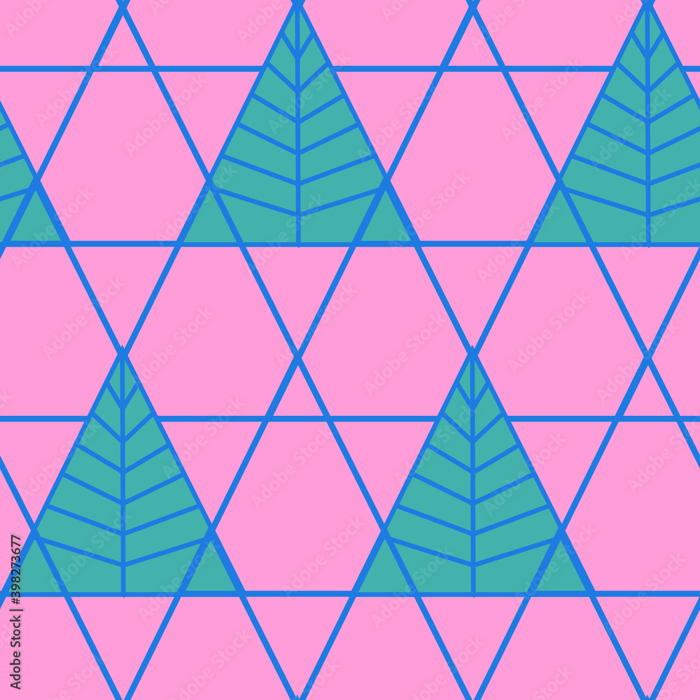 Poster seamless geometric pattern with the image of christmas trees, triangles. vector design for web banne