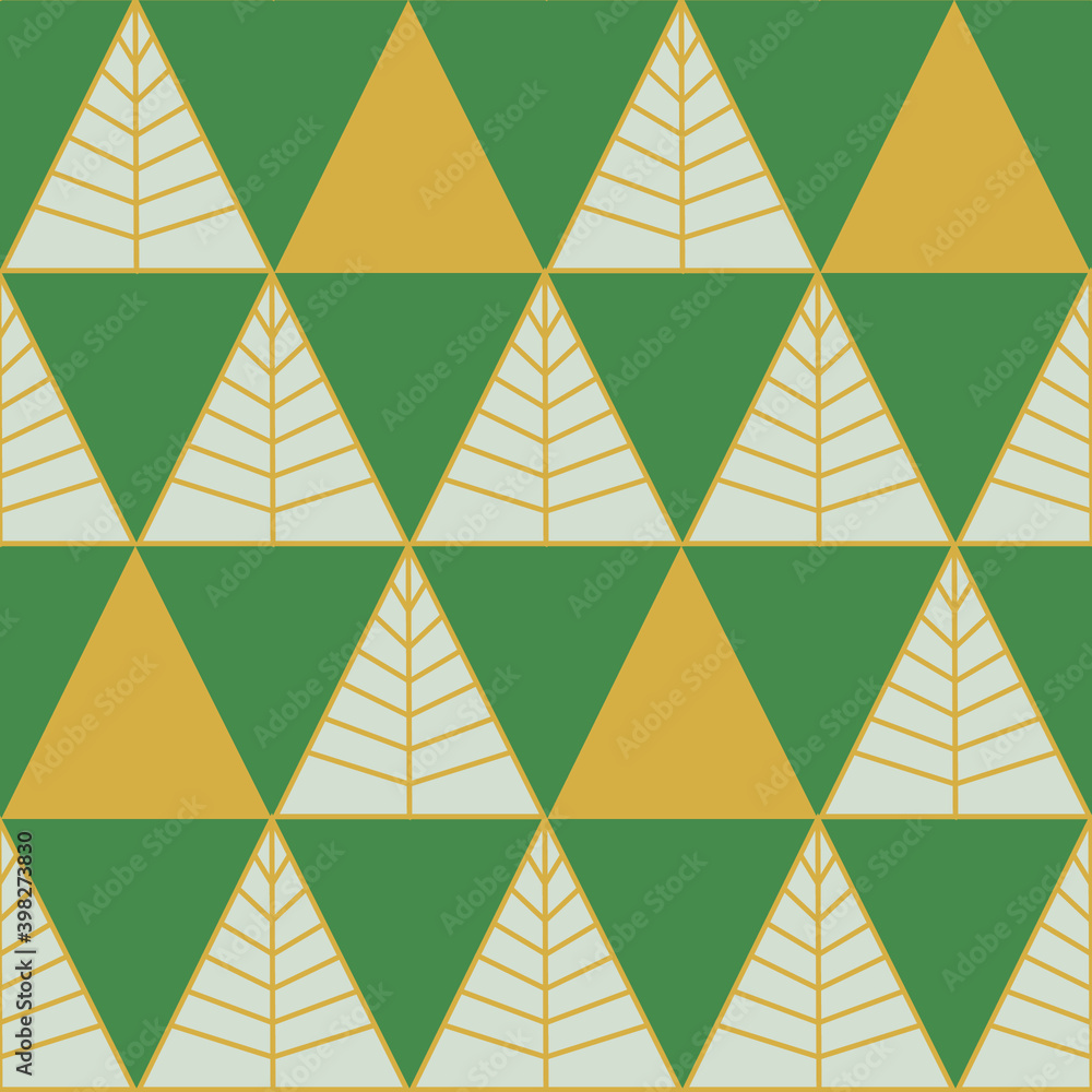 Poster seamless geometric pattern with the image of christmas trees, triangles. vector design for web banne