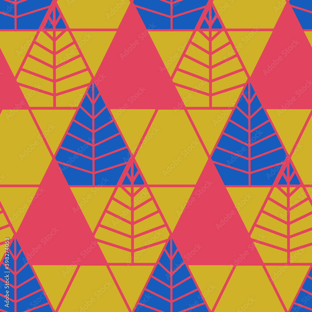 Poster seamless geometric pattern with the image of christmas trees, triangles. vector design for web banne