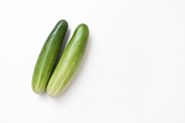 Fresh cucumber isolate on white background, organic cucumber, healthy diet food