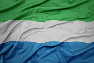 waving colorful national flag of sierra leone.