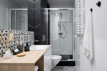 Functional and trendy bathroom with shower