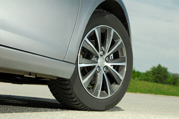 Winter tire and alloy wheel on this passenger car