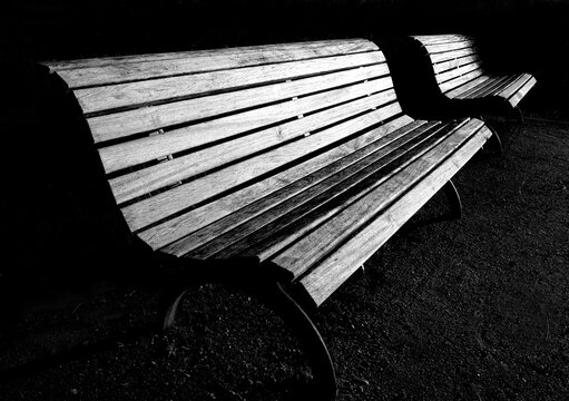 Black and white bench