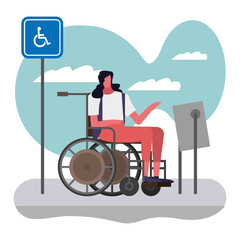 woman in wheelchair disable person character