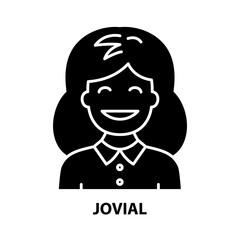 jovial icon, black vector sign with editable strokes, concept illustration