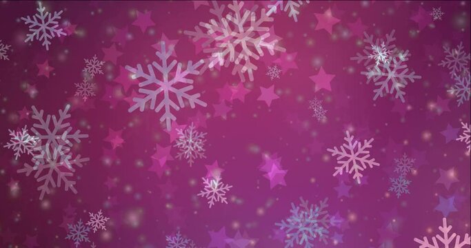4K looping dark purple, pink animation in Christmas style. Modern abstract animation with celebration things. Movie for a cell phone. 4096 x 2160, 30 fps.