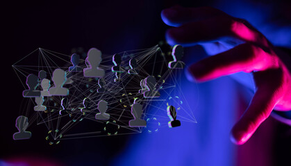 Business people silhouettes network team