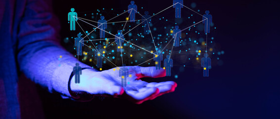 videoconference group of people talking in social network business