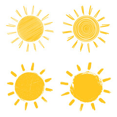 Sun icons set. Hand drawing in the style of doodle.