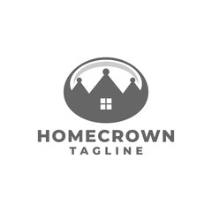 home and crown logo good for real estate company. simple house shape illustration.