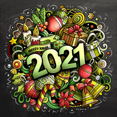 2021 hand drawn doodles illustration.