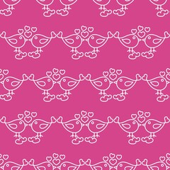 Cute valentine's day. Heart and bird pattern. - Vector.
