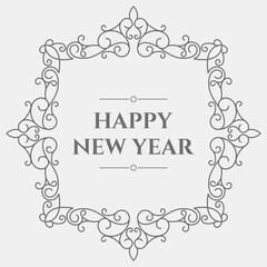 Happy new year card in monochrome style. - Vector.