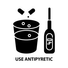 use antipyretic icon, black vector sign with editable strokes, concept illustration