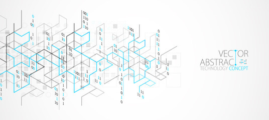 Vector illustration. Digital binary technology and engineering background.