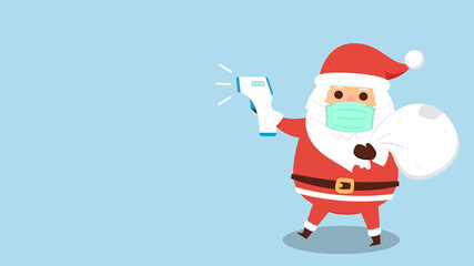 Electronic thermometer vector. Santa Claus cartoon vector. Santa character design. Face mask.