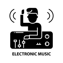 electronic music icon, black vector sign with editable strokes, concept illustration